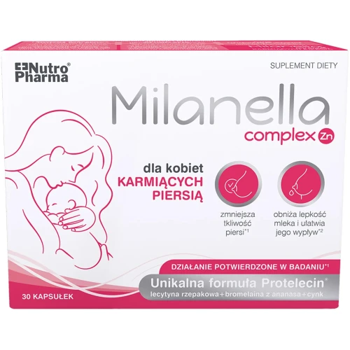 Milanella Complex, 30 kapsułek - Z lecytyną rzepakową, cynkiem oraz bromelainą