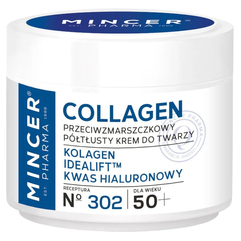 Mincer Pharma Collagen 50+ N°302 Przeciwzmarszczkowy krem półtłusty do twarzy, 50 ml - Do cery dojrzałej