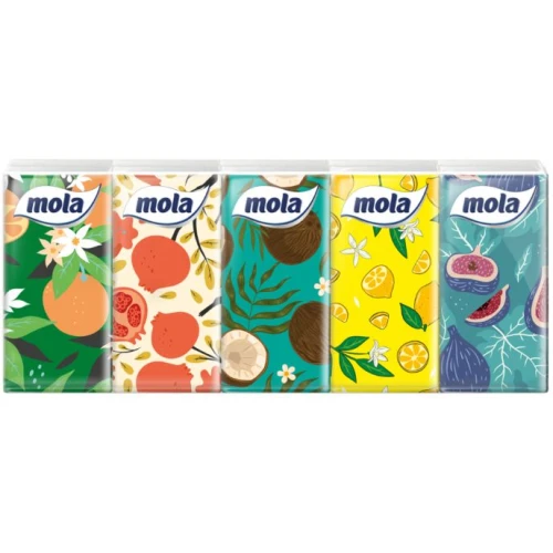 Mola Tropical Chusteczki higieniczne, 10 x 10 sztuk - 3-warstwowe chusteczki jednorazowe