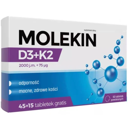 Molekin D3 + K2, 60 tabletek - Suplement diety z witaminami D3 i K2