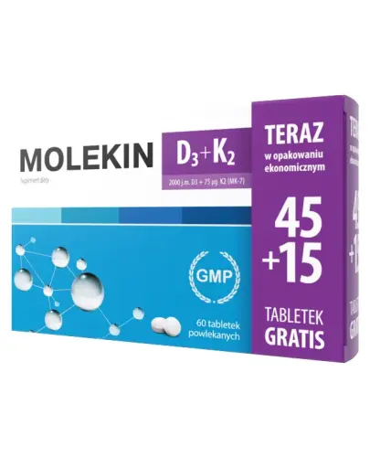 Molekin D3 + K2, 60 tabletek - Suplement diety z witaminami D3 i K2