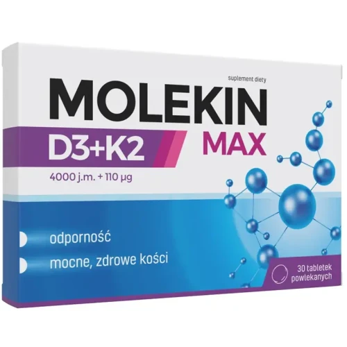 Molekin D3 + K2 Max, 30 tabletek powlekanych - Suplement diety z witaminami D3 i K2