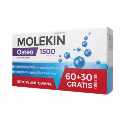Molekin Osteo 1500 Edycja limitowana, 90 tabletek - Suplement diety z wapniem i witaminami D3 i K2