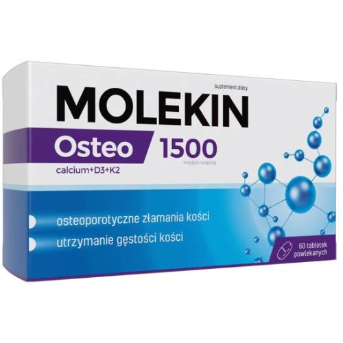 Molekin Osteo, 60 tabletek powlekanych - Suplement diety z wapniem i witaminami D3 i K2