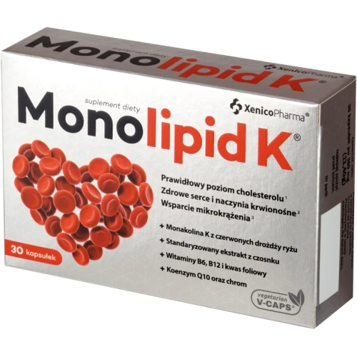 Monolipid K, 30 kapsułek - Wsparcie w utrzymaniu prawidłowego poziomu cholesterolu