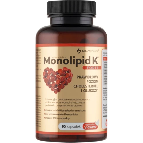 Monolipid K Forte, 90 kapsułek - Wsparcie w utrzymaniu prawidłowego poziomu cholesterolu i glukozy