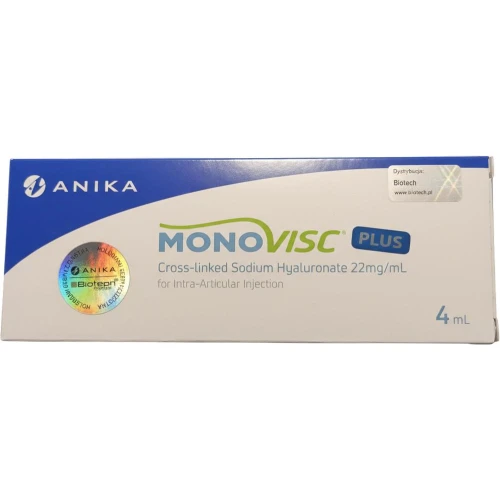 Monovisc Plus 22mg/ml, ampułko–strzykawka, 4 ml - Zastrzyk dostawowy z hologramem na opakowaniu