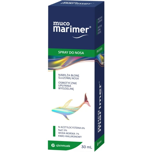 Muco Marimer, spray do nosa, 30 ml - Z N-acetylocysteiną i kwasem hialuronowym na gęstą wydzielinę