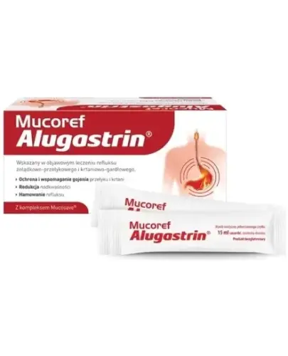Alugastrin Mucoref, 14 saszetek -  Z ekstraktami roślinnymi, które wspomagają leczenie leczeniu refluksu 