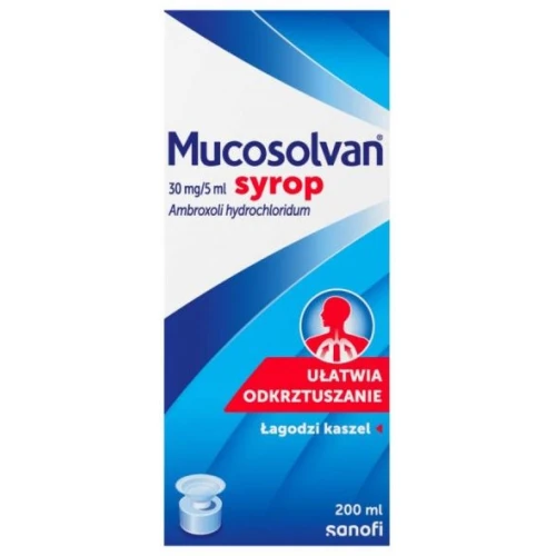 Mucosolvan 30mg/5ml, syrop 200 ml - Syrop z ambroksolem, ułatwia odkrztuszanie i łagodzi kaszel