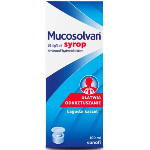 Mucosolvan  30 mg/5 ml, syrop 100 ml - Syrop z ambroksolem, ułatwia odkrztuszanie i łagodzi kaszel