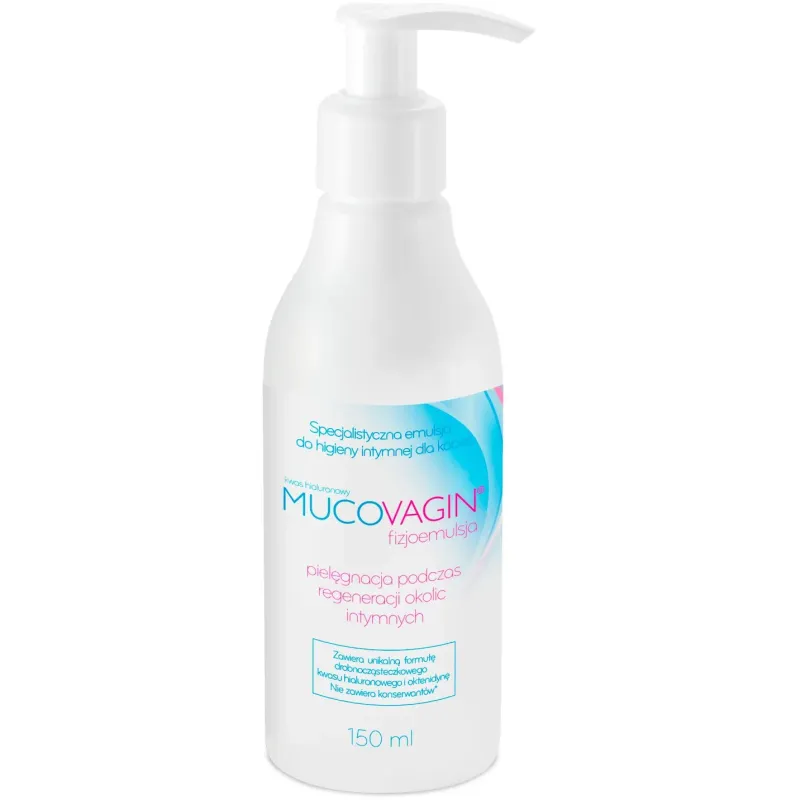Mucovagin fizjoemulsja, 150 ml - Z kwasem hialuronowym i oktenidyną, do higieny intymnej dla kobiet 