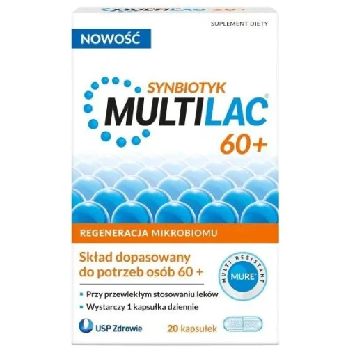 Multilac 60+, 20 kapsułek - Probiotyk z prebiotykiem dla dorosłych
