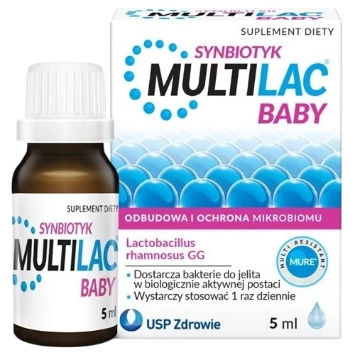 Multilac Baby, krople 5 ml - Z żywymi kulturami bakterii Lactobacillus rhamnosus GG