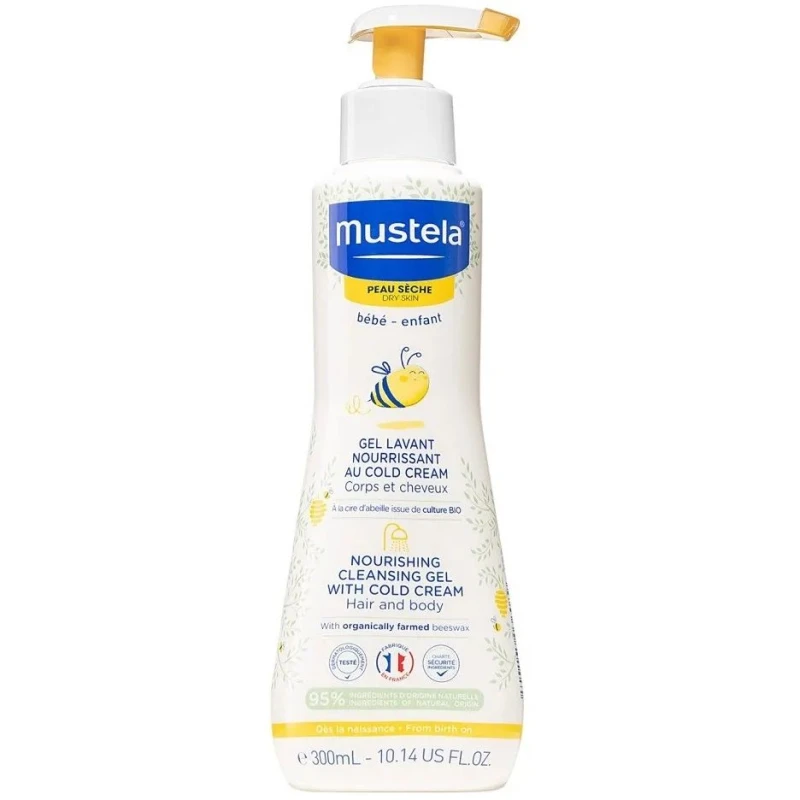 Mustela  Bebe Enfant odżywczy żel do mycia, 300 ml  - Delikatna pielęgnacja i ochrona dla wrażliwej skóry dziecka