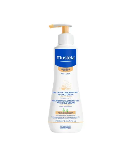 Mustela  Bebe Enfant odżywczy żel do mycia, 300 ml  - Delikatna pielęgnacja i ochrona dla wrażliwej skóry dziecka