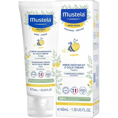Mustela Bebe Enfant krem odżywczy z Cold Cream, 40 ml - Odżywia, zapewnia długotrwałe nawilżenie, chroni przed czynnikami zewnętrznymi