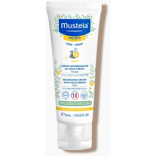 Mustela Krem odżywczy z Cold Cream i organicznym woskiem pszczelim, 40 ml - Odżywia suchą skórę