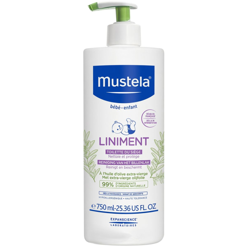 Mustela Liniment Oczyszczająca emulsja, 750 ml - Do oczyszczania okolicy pieluszkowej od 1. dnia życia