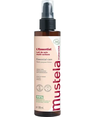Mustela Maternite Essential Care Multifunkcyjne mleczko do ciała, 200 ml - Ujędrnia i regeneruje skórę, przeciwdziała powstawaniu rozstępów