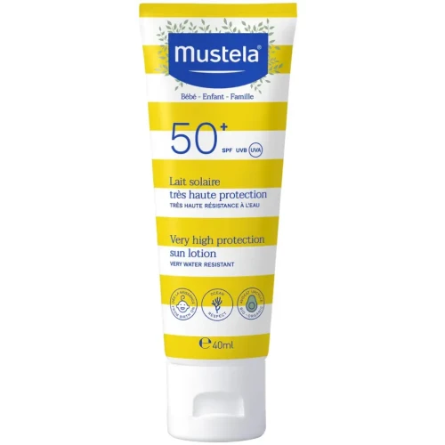 Mustela Bebe-Enfant Mleczko przeciwsłoneczne SPF50+, 40 ml - Zapewnia ochronę przed promieniowaniem UVA i UVB