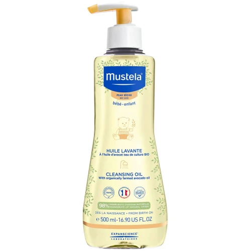 Mustela Olejek myjący z organicznym awokado, 500 ml - Chroni barierę lipidową skóry dziecka od 1. dnia życia