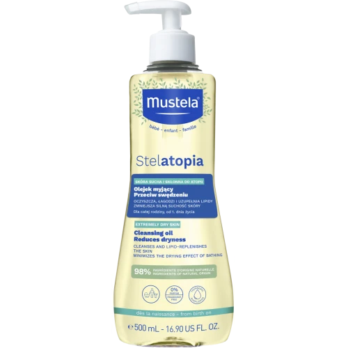 Mustela Stelatopia Olejek myjący, 500 ml - Oczyszczający olejek do skóry ze skłonnością do atopii