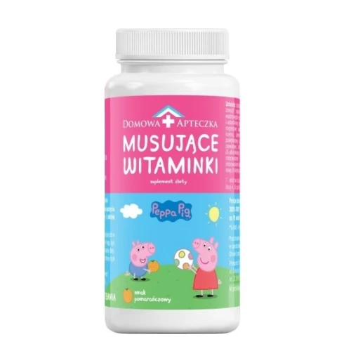 Domowa Apteczka Musujące Witaminki Peppa, 60 tabletek do ssania -  11 witamin z wapniem, dla dzieci od 3. roku życia