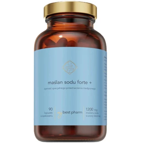 MyBestPharm Maślan Sodu Forte+, 90 kapsułek - Dla osób z dolegliwościami jelit lub niezbilansowaną dietą