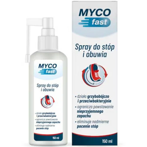 MYCOfast spray do stóp i obuwia, 150 ml - Eliminuje nadmierne pocenie stóp i ogranicza powstawanie nieprzyjemnego zapachu
