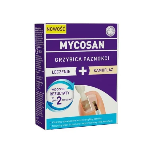 Mycosan Grzybica paznokci Leczenie, 5 ml + Kamuflaż, 8 ml - Zwalcza i zapobiega grzybicy paznokci