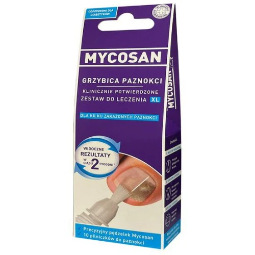 Mycosan XL, zestaw do leczenia grzybicy paznokci, 10 ml - Odpowiedni dla diabetyków i dzieci powyżej 4. roku życia