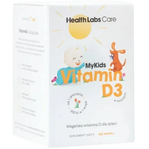 Health Labs Care MyKids Vitamin D3 Krople, 9,7 ml - Wegańska witamina D z alg dla niemowląt, dzieci i młodzieży