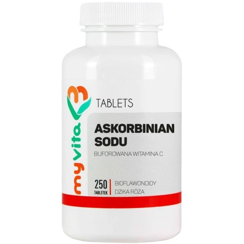 MyVita Askorbinian sodu, buforowana Witamina C, 250 tabletek - Tabletki z wysoką dawką witaminy C