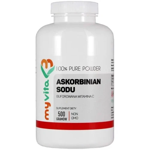 MyVita Askorbinian sodu (Buforowana Witamina C) Proszek, 500 g - Czysta forma witaminy C