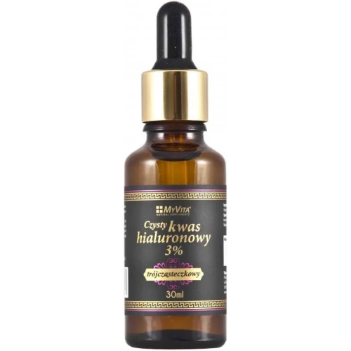 MyVita, czysty kwas hialuronowy 3%, trójcząsteczkowy, serum 30 ml - Trzy formy kwasu o różnej masie cząsteczkowej