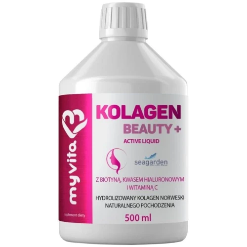 MyVita Kolagen Beauty+ Active Liquid, 500 ml - Płynny kolagen z witaminą C, kwasem hialuronowym i chondroityną