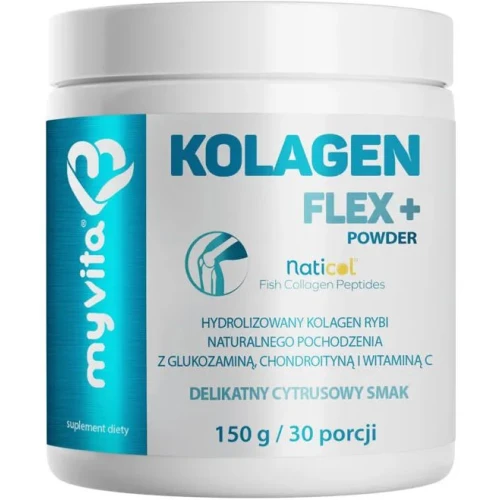 MyVita Kolagen Flex+ Powder, 150 g - Z kolagenem rybim Naticol®, glukozaminą, chondroityną i witaminą C