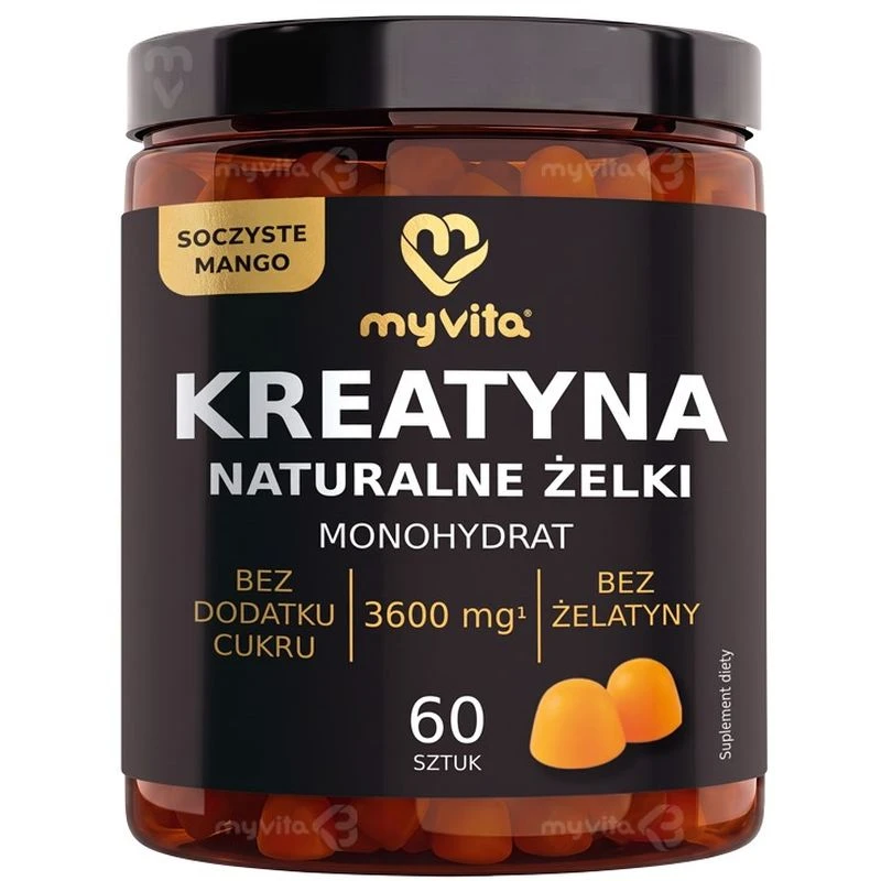 MyVita Kreatyna żelki z pektyny cytrusowej, mango,  60 sztuk - Monohydrat kreatyny w pysznych żelkach bez żelatyny