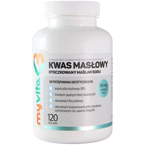 MyVita Kwas Masłowy - Maślan Sodu 360 mg, 120 kapsułek