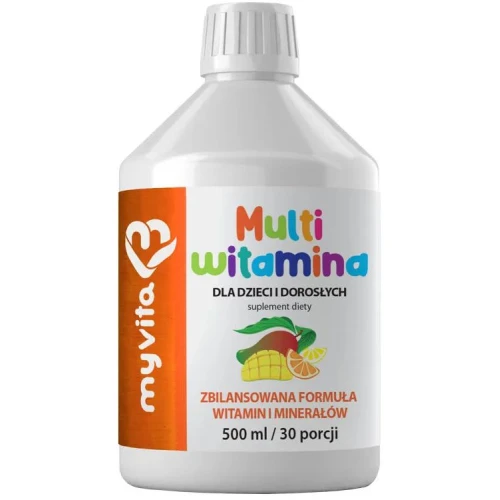 MyVita Multiwitamina Liquid, 500 ml - Płynna multiwitamina z minerałami dla dzieci i dorosłych