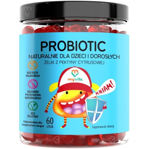MyVita Naturalne żelki Probiotic, 60 sztuk - Probiotyk dla dzieci i dorosłych