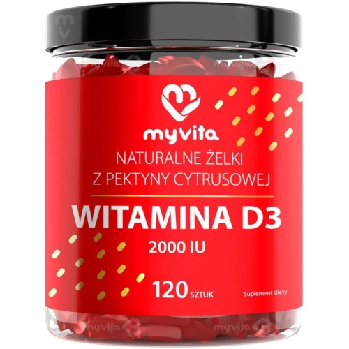 MyVita Naturalne żelki Witamina D3 2000 IU, 120 sztuk - Żelki witaminowe z wysoką dawką witaminy D3