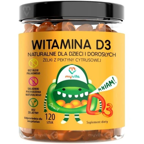 MyVita Naturalne żelki Witamina D3, 120 sztuk - Żelki witaminowe z witaminą D3