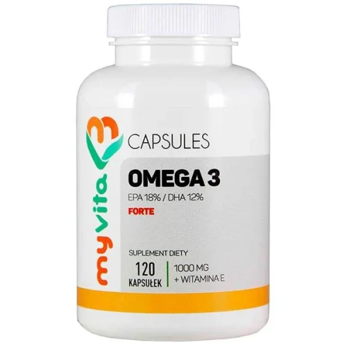 MyVita Omega 3 Forte, 120 kapsułek - Źródło wielonienasyconych kwasów tłuszczowychoraz z witaminą E