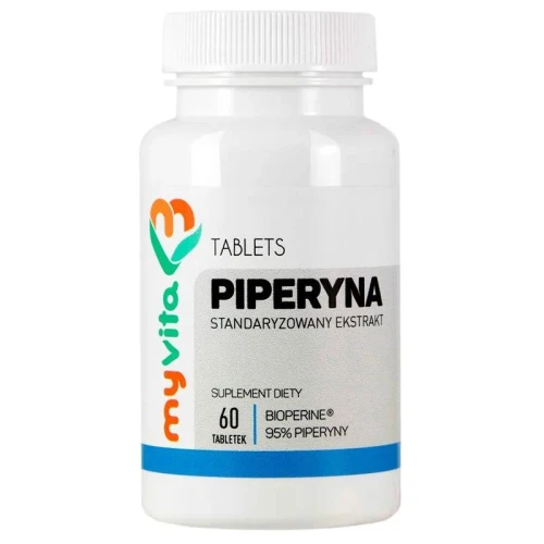MyVita Piperyna standaryzowany ekstrakt, 60 tabletek - Naturalny ekstrakt z czarnego pieprzu