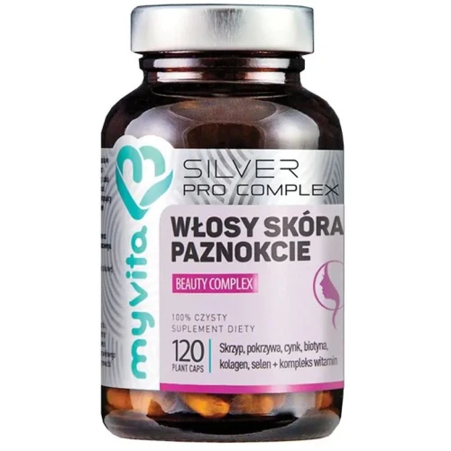 MyVita Pro Silver Complex Włosy Skóra Paznokcie, 120 kapsułek - Z biotyną, cynkiem i kolagenem