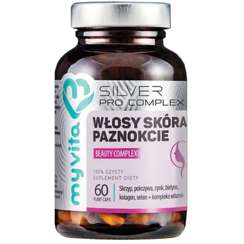 MyVita Pro Silver Complex Włosy Skóra Paznokcie, 60 kapsułek - Biotyna, cynk i witaminy dla utrzymania zdrowych włosów i skóry