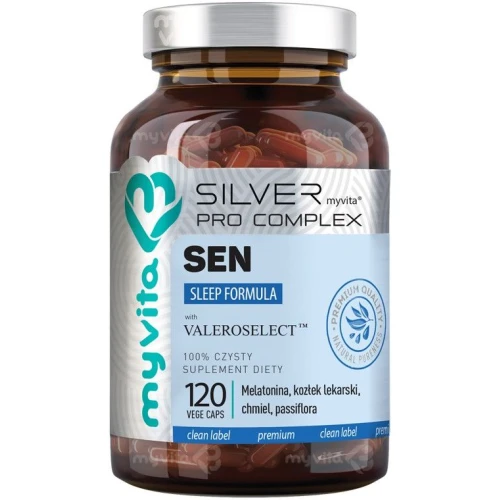 MyVita Sen Silver Pro Complex, 120 kapsułek - Z melatoniną i ekstraktami roślinnymi