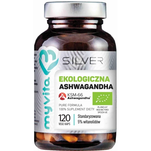 MyVita Silver Ashwagandha Bio, 120 kapsułek - Ekologiczny ekstrakt z korzenia witanii ospałej